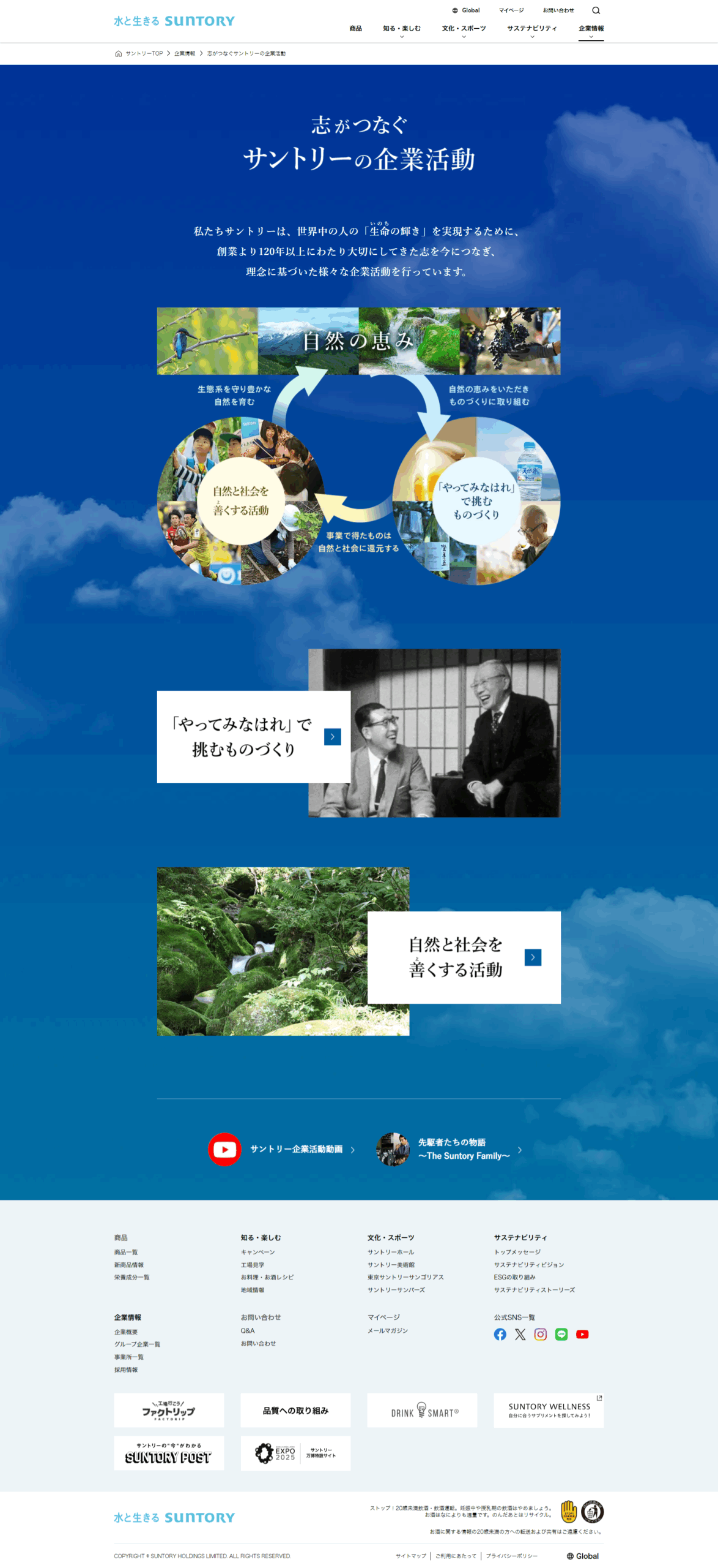 サントリーホールディングス 企業ウェブサイト新設ページ企画